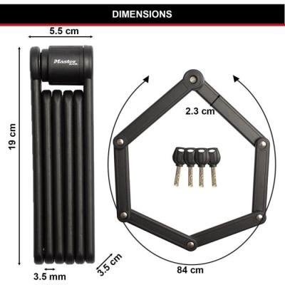 Antivol Vélo Pliable MASTER LOCK - Sécurité en Acier Trempé