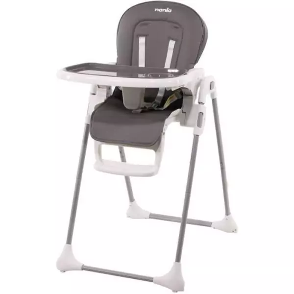 Chaise haute NANIA BIANCA - 6 mois a 36 mois - Dossier inclinable - Hauteur réglable - Pliage compacte - Gris