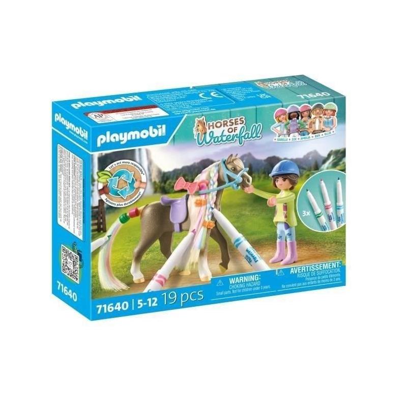 Colorie et joue avec le Cavalière et son cheval de la cascade PLAYMOBIL 71640!