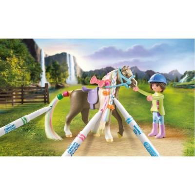 Colorie et joue avec le Cavalière et son cheval de la cascade PLAYMOBIL 71640!