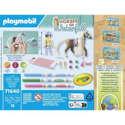 Colorie et joue avec le Cavalière et son cheval de la cascade PLAYMOBIL 71640!