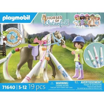 Colorie et joue avec le Cavalière et son cheval de la cascade PLAYMOBIL 71640!