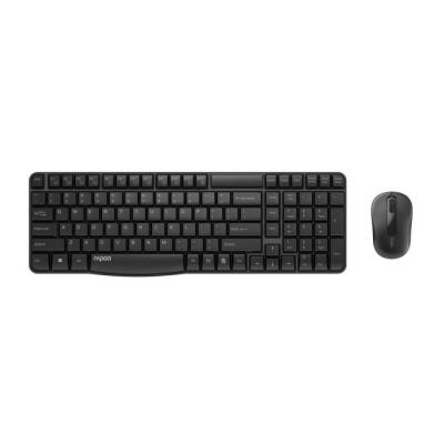 Ensemble clavier souris sans fil Rapoo X1800S, idéal avec pavé numérique, tout en noir. Dimensions compactes et pratiques pour u
