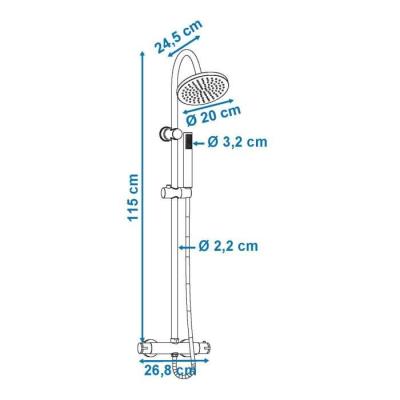 Colonne de douche LOONA - Chrome | Dimensions: 119x36x9 cm
