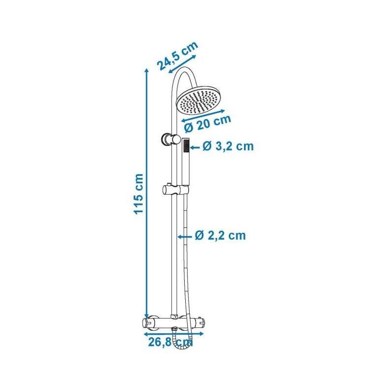 Colonne de douche LOONA - Chrome | Dimensions: 119x36x9 cm