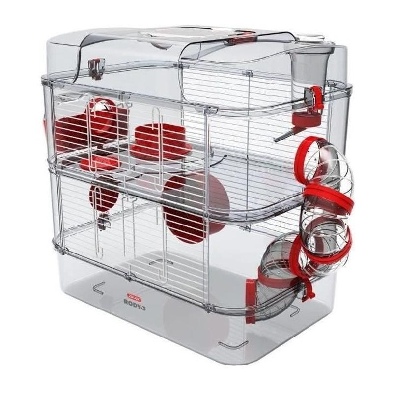 Cage Rody3 duo pour petits rongeurs - Grenadine - L 41 x l 27 x H 40,5 cm
