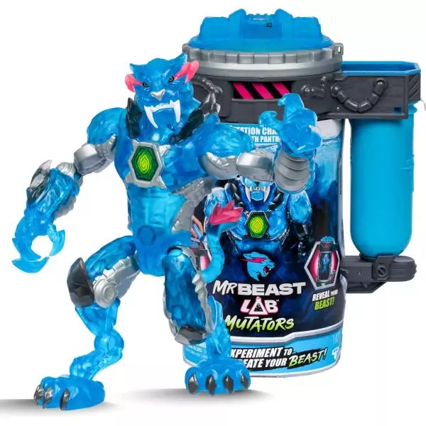 Figurine articulée - MRBEAST LAB - Stealth Panther - 13 cm - Corps translucide bleu - 20 points d'articulation