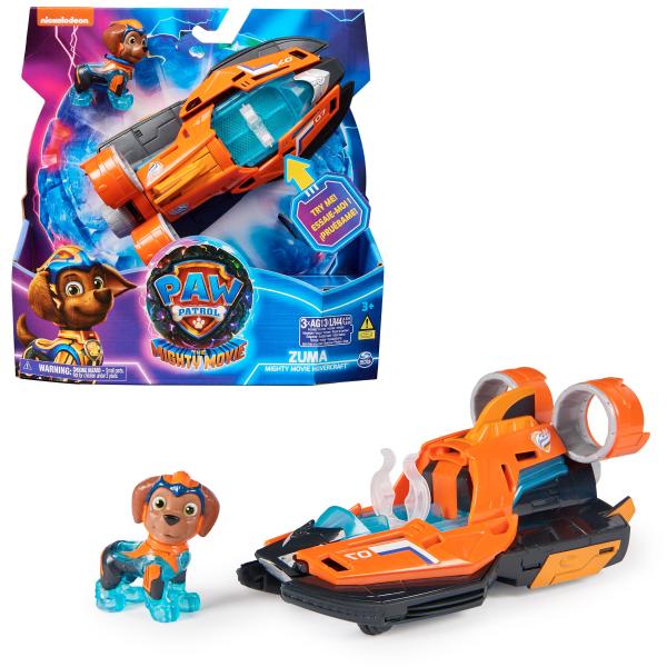 PAW Patrol - Pat Patrouille - Véhicule + Figurine Zuma du Film - Voiture Figurine À Collectionner - Sons Lumières - Pat