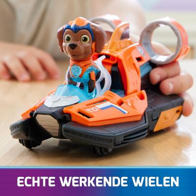 PAW Patrol - Pat Patrouille - Véhicule + Figurine Zuma du Film - Voiture Figurine À Collectionner - Sons Lumières - Pat
