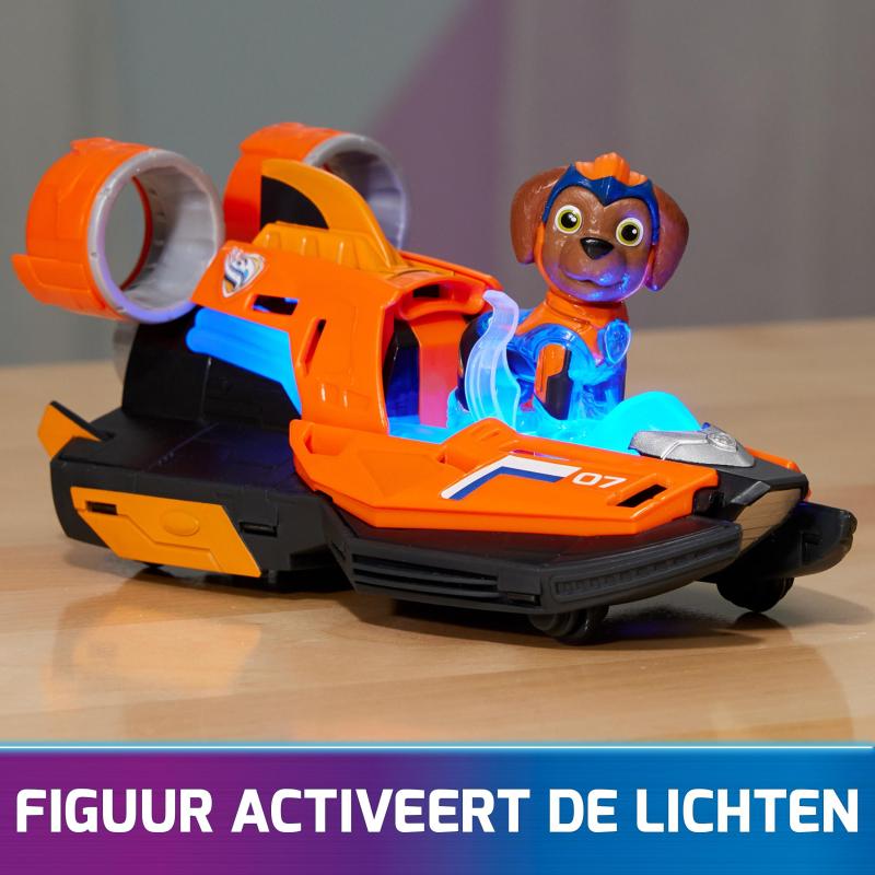 PAW Patrol - Pat Patrouille - Véhicule + Figurine Zuma du Film - Voiture Figurine À Collectionner - Sons Lumières - Pat