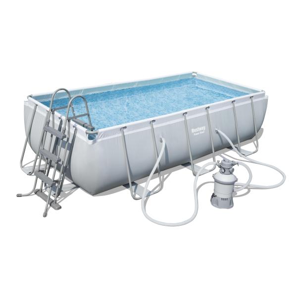 Bestway Power Steel Rectangular 4.04m x 2.01m x 1.00m, Gris/Bleu
