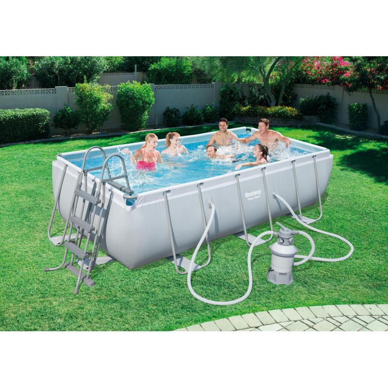 Bestway Power Steel Rectangular 4.04m x 2.01m x 1.00m, Gris Bleu