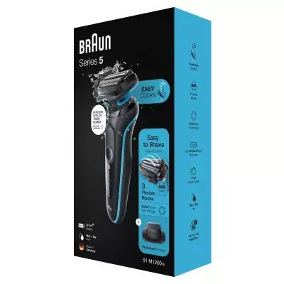 Braun Series 5 51-M1200s rasoir pour homme Rasoir à grille Tondeuse Noir, Bleu