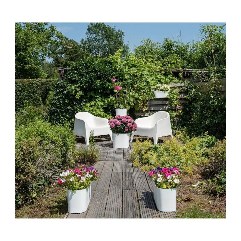 Jardinière avec réserve d'eau 100% recyclable - Blanc 50 x 17 cm