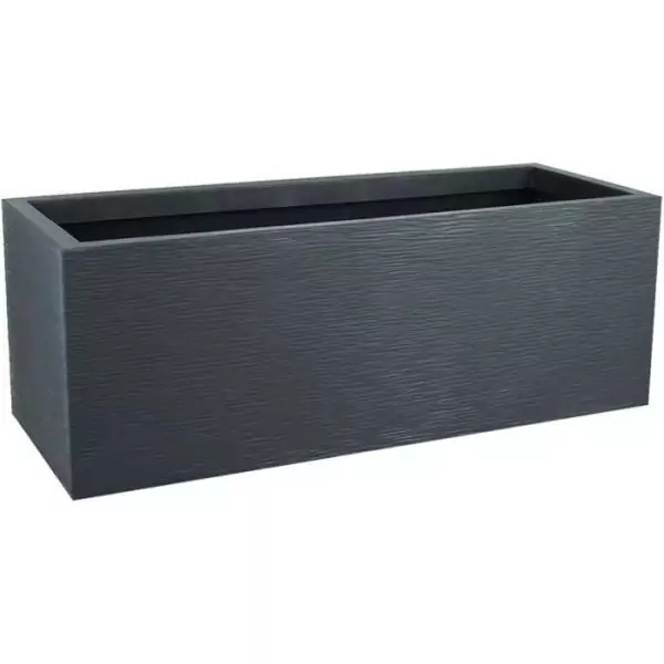 Jardiniere - EDA - Graphit Up - 57 L - Intérieur / Extérieur - Décor Vagues - 79,5 x 29,5 x H. 29,5 cm - Gris Anthracite