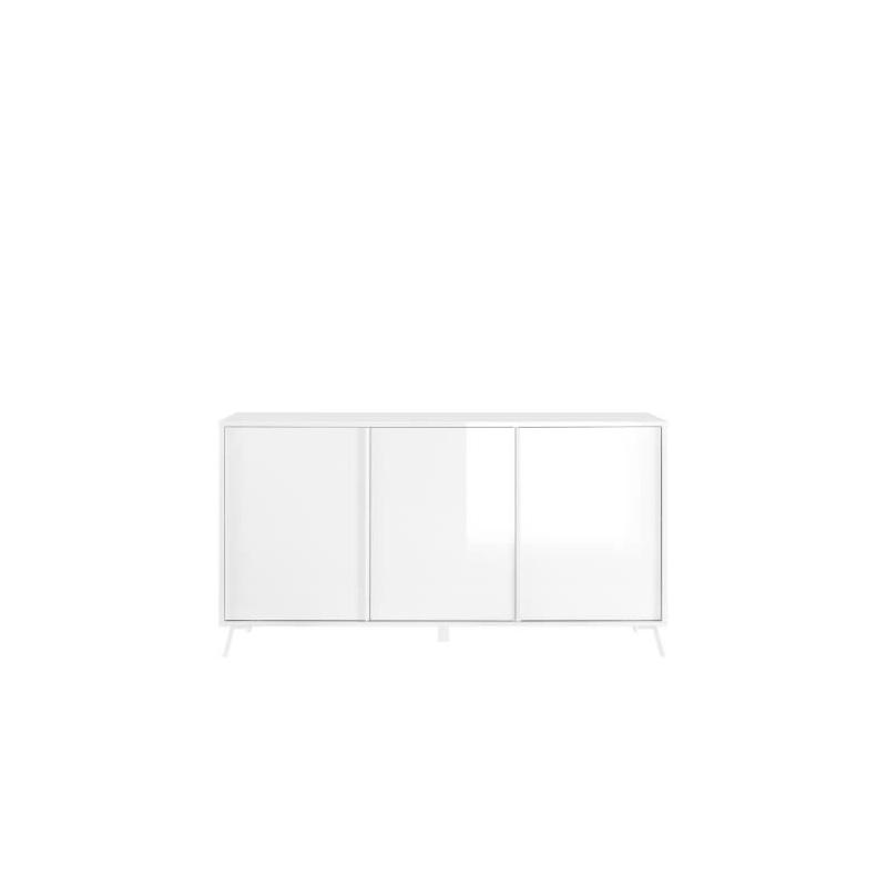 Buffet CITIZEN Blanc Brillant 3 Portes - 156x40x84 cm
