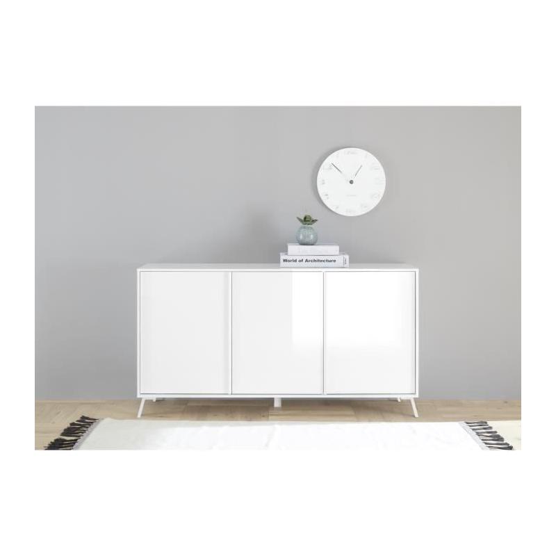 Buffet CITIZEN Blanc Brillant 3 Portes - 156x40x84 cm