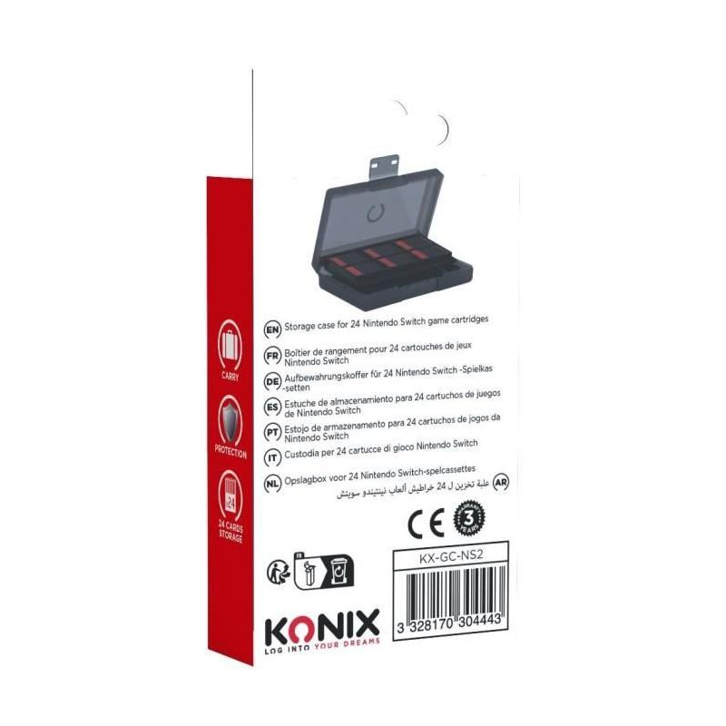 Boîtier de protection KONIX pour Nintendo Switch 2 - 24 rangements - Noir