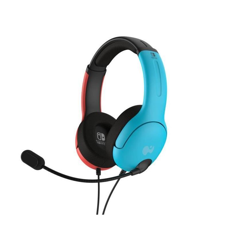 Casque gaming filaire PDP Airlite Nintendo Switch - Bleu néon et rouge