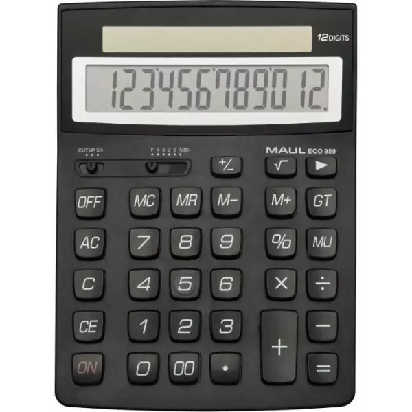 Maul ECO 950 Calculatrice de bureau noir Ecran: 12 solaire (l x H x P) 155 x 210 x 33 mm