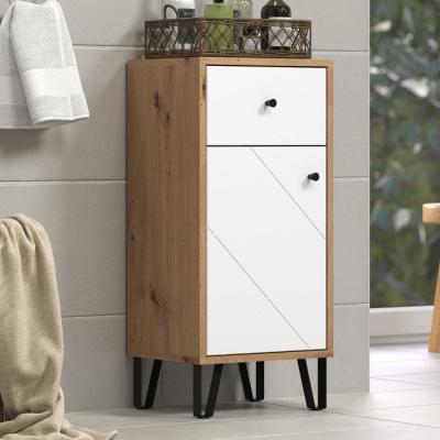 Armoire de salle de bain mat blanc et chêne - Pratique et élégante