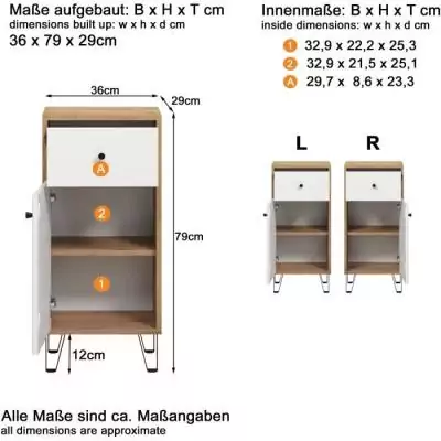 Armoire de salle de bain mat blanc et chêne - Pratique et élégante