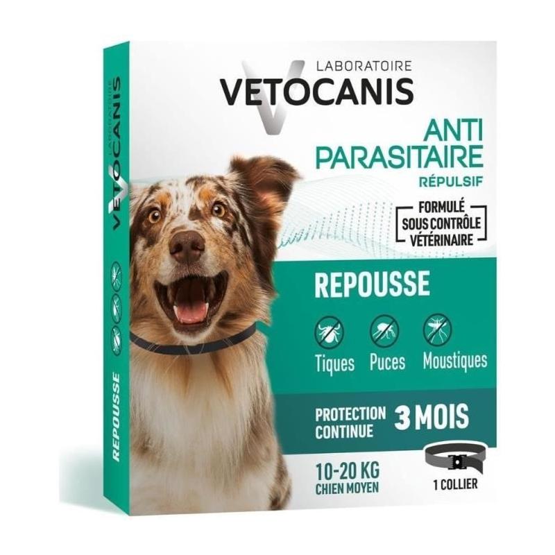 Collier répulsif puces tiques et moustiques pour chien - Lot de 2