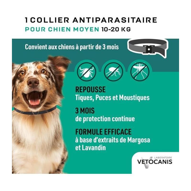 Collier répulsif puces tiques et moustiques pour chien - Lot de 2
