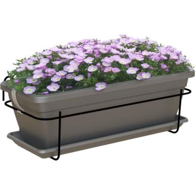 Kit jardinière balcon ARTEVASI VENEZIA 50cm anthracite - Avec réserve d'eau