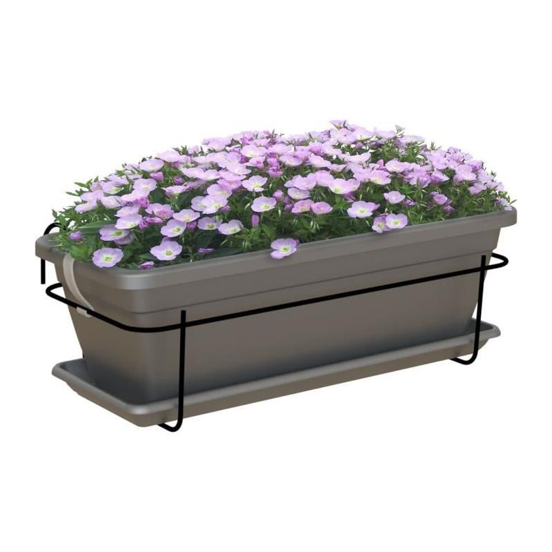 Kit jardinière balcon ARTEVASI VENEZIA 50cm anthracite - Avec réserve d'eau
