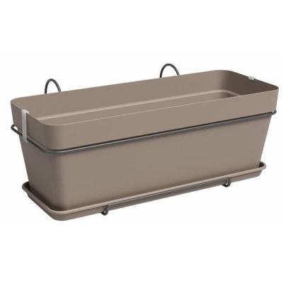 Jardinière rectangulaire taupe en plastique - Idéale pour vos plantes - 