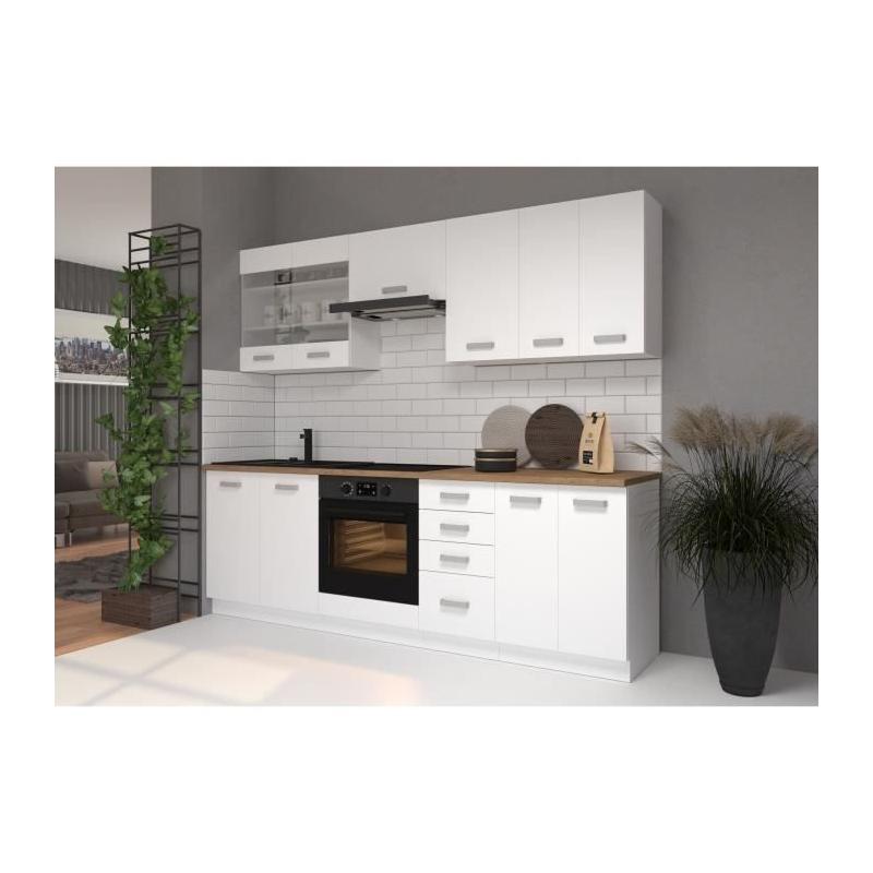 Meuble haut 2 portes battantes ATLAS - Blanc - L80 x P31 x H72