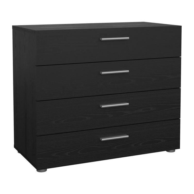 Commode PEPE 4 tiroirs Noir Frêne - Organisation élégante