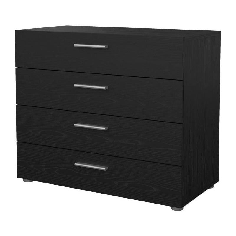 Commode PEPE 4 tiroirs Noir Frêne - Organisation élégante