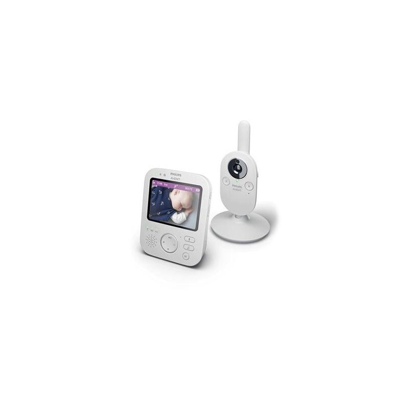 Babyphone Vidéo 300m - Écran 3,5' couleur zoom x2 - Berceuses - Veilleuse - Température