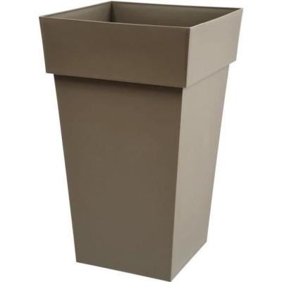 Pot de fleur carré haut Toscane - 39 x 39 x H 65 cm - Taupe