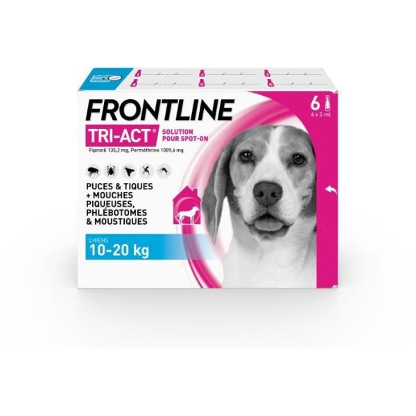 FRONTLINE 6 Pipettes Tri-Act Chiens M - 10 a 20 kg - puces, tiques, moustiques, phlébotomes et mouches piqueuses