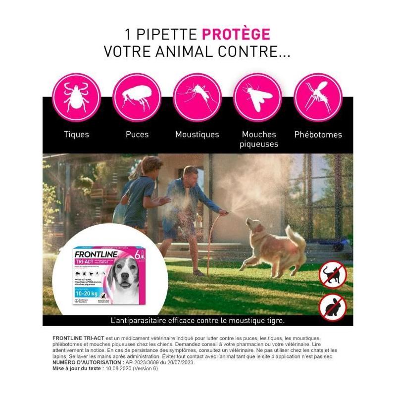 Pipettes FRONTLINE Tri-Act M pour chiens 10-20 kg