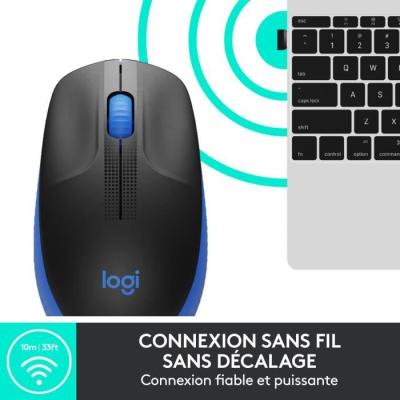 Souris ergonomique sans fil Logitech M190 - Bleu