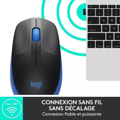 Souris ergonomique sans fil Logitech M190 - Bleu Souris ergonomique sans fil Logitech M190 - Bleu