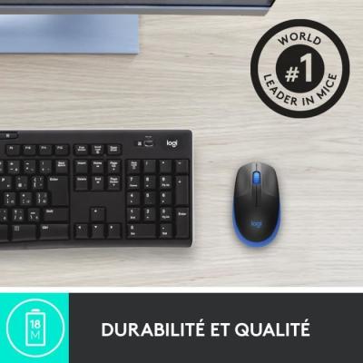 Souris ergonomique sans fil Logitech M190 - Bleu