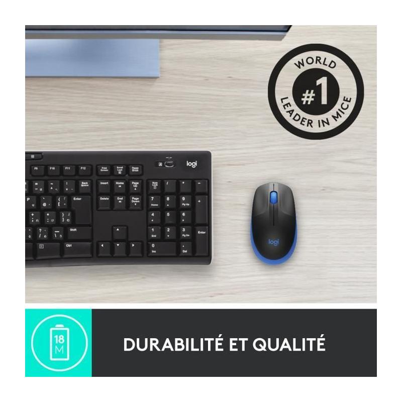Souris ergonomique sans fil Logitech M190 - Bleu