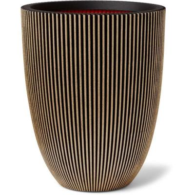 Cache-pot chic et élégant: Capi Vase Groove noir et doré 46x58 cm