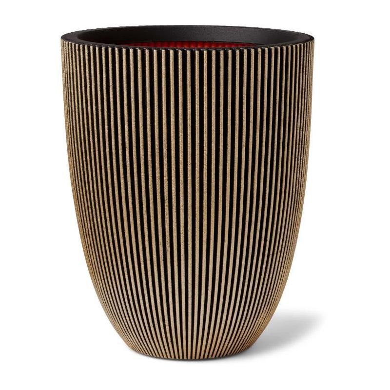 Cache-pot chic et élégant: Capi Vase Groove noir et doré 46x58 cm