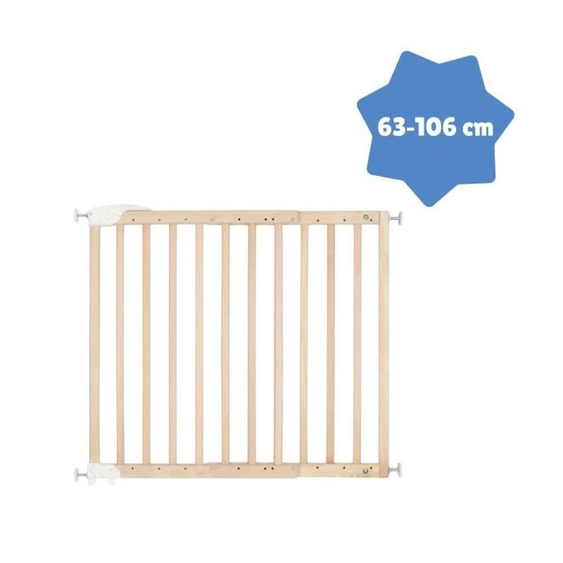 Barrière de Sécurité Déco Pop : Extensible 63-106cm, Bois Naturel