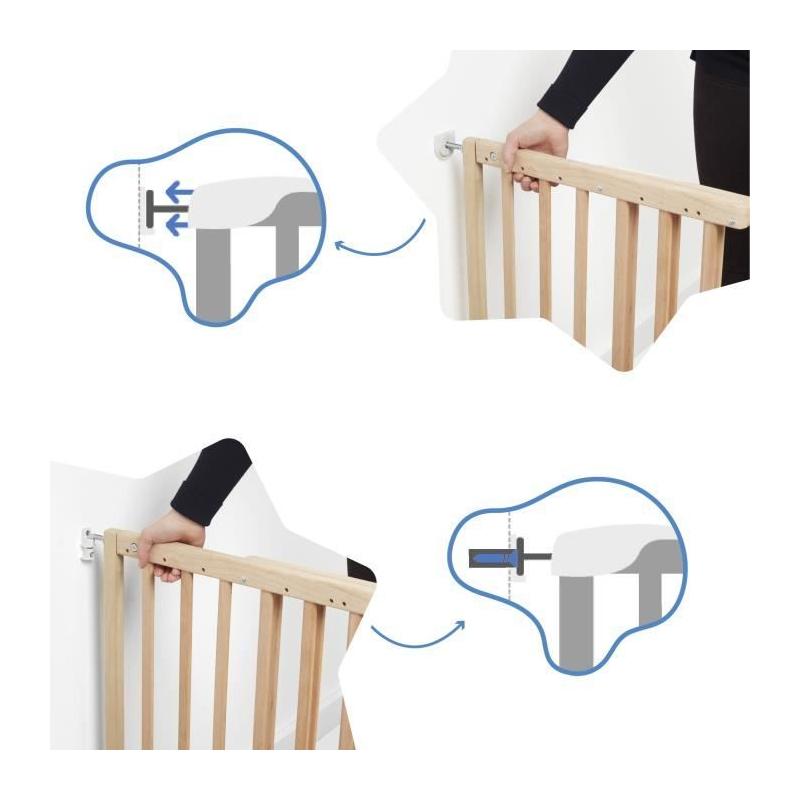 Barrière de Sécurité Déco Pop : Extensible 63-106cm, Bois Naturel