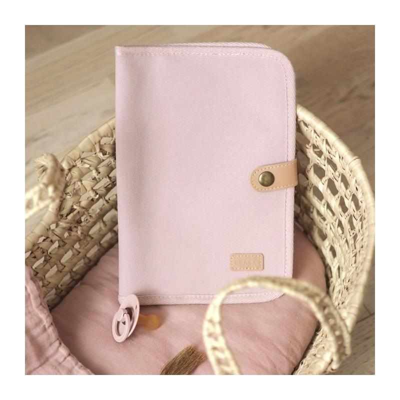 Protège carnet de santé BEABA en toile rose poudré