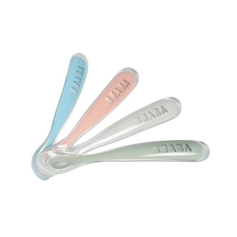 Cuillères silicone 1er âge BEABA - Lot de 4 - Souples pour les gencives