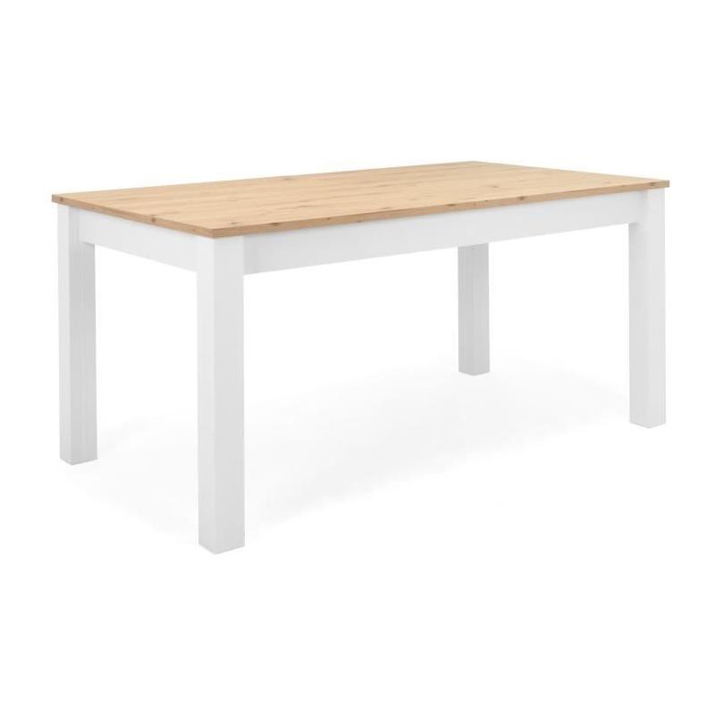Table à manger extensible BERGEN - Décor chêne artisan et blanc