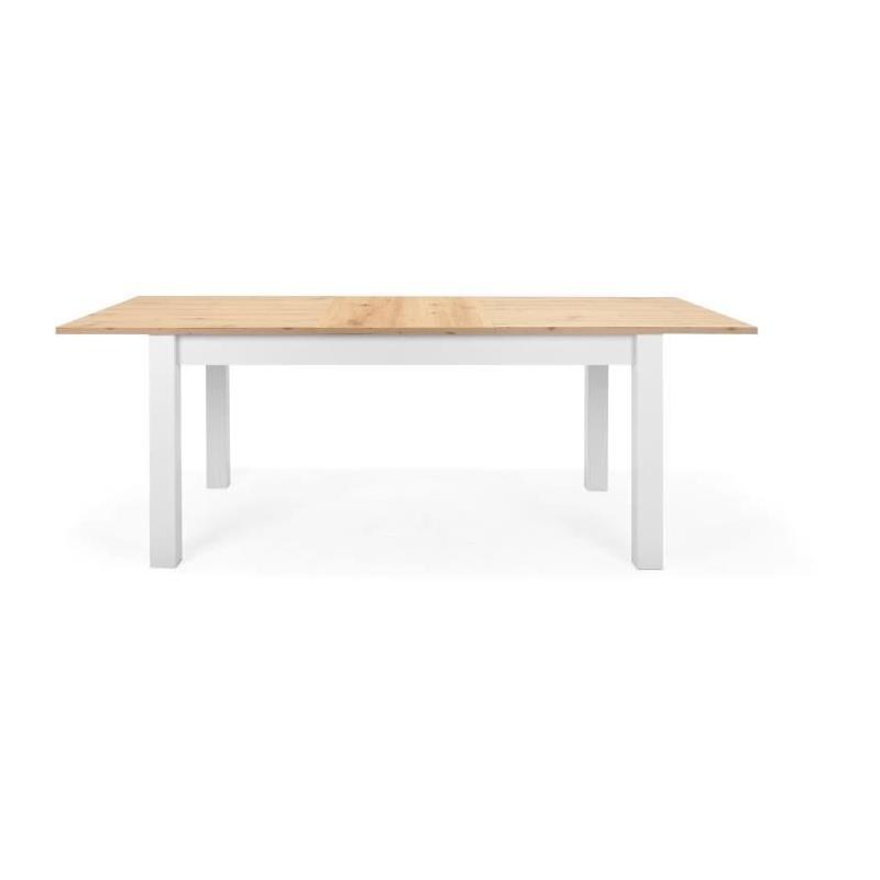 Table à manger extensible BERGEN - Décor chêne artisan et blanc
